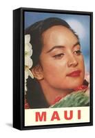 Maui, Hawaiian Lady with Frangipanis in Hair-null-Framed Stretched Canvas