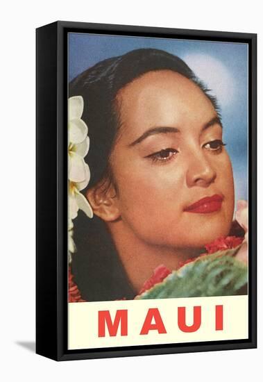 Maui, Hawaiian Lady with Frangipanis in Hair-null-Framed Stretched Canvas