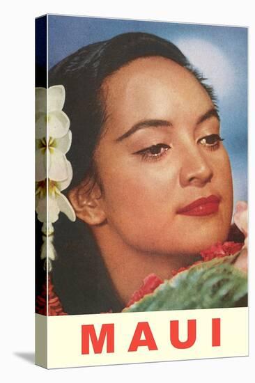 Maui, Hawaiian Lady with Frangipanis in Hair-null-Stretched Canvas