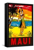 Maui, Hula Girl, Hawaii-null-Framed Stretched Canvas