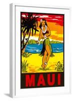 Maui, Hula Girl, Hawaii-null-Framed Art Print