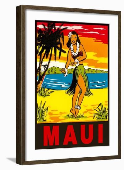 Maui, Hula Girl, Hawaii-null-Framed Art Print