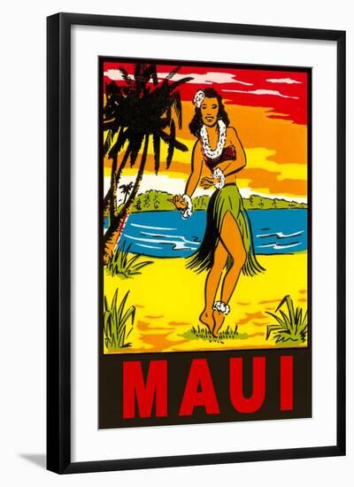 Maui, Hula Girl, Hawaii-null-Framed Art Print