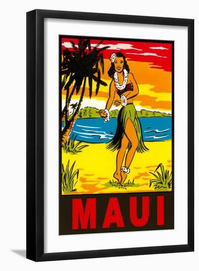 Maui, Hula Girl, Hawaii-null-Framed Art Print