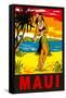 Maui, Hula Girl, Hawaii-null-Framed Stretched Canvas