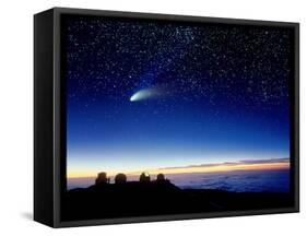 Mauna Kea Observatory & Comet Hale-Bopp-David Nunuk-Framed Stretched Canvas