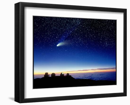 Mauna Kea Observatory & Comet Hale-Bopp-David Nunuk-Framed Premium Photographic Print