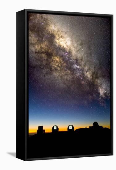 Mauna Kea Telescopes And Milky Way-David Nunuk-Framed Stretched Canvas