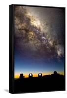 Mauna Kea Telescopes And Milky Way-David Nunuk-Framed Stretched Canvas