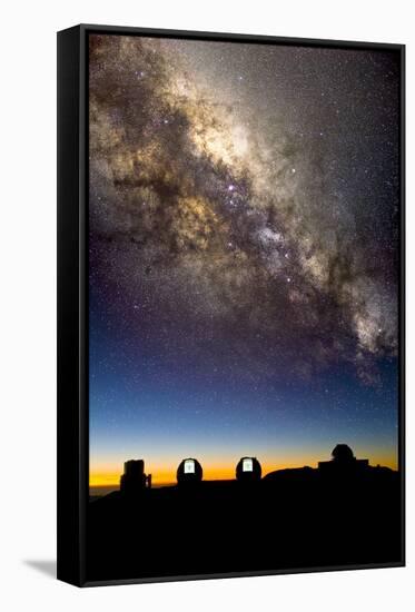 Mauna Kea Telescopes And Milky Way-David Nunuk-Framed Stretched Canvas