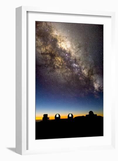 Mauna Kea Telescopes And Milky Way-David Nunuk-Framed Photographic Print