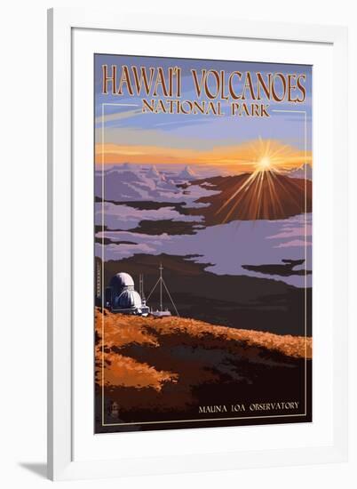 Mauna Loa Observatory at Sunrise, Hawaii Volcanoes National Park-Lantern Press-Framed Art Print