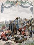 Group Making Toast in 18th Clothes at End of 19th Century-Maurice Leloir-Giclee Print