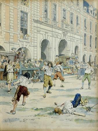 Duel Between Boutteville and Beuvron on Place Royale in Paris at Noon