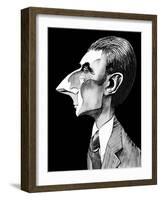 Maurice Ravel, French composer , grey tone watercolour caricature, 1996 by Neale Osborne-Neale Osborne-Framed Giclee Print