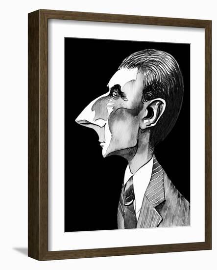 Maurice Ravel, French composer , grey tone watercolour caricature, 1996 by Neale Osborne-Neale Osborne-Framed Giclee Print