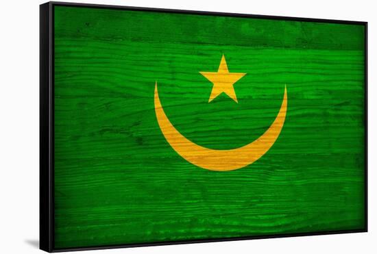 Mauritania Flag Design with Wood Patterning - Flags of the World Series-Philippe Hugonnard-Framed Stretched Canvas