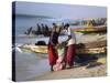 Mauritania, Nouakchott Fishermen Unload Gear from Boats Returning to Shore at Plage Des Pecheurs-Andrew Watson-Stretched Canvas