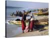 Mauritania, Nouakchott Fishermen Unload Gear from Boats Returning to Shore at Plage Des Pecheurs-Andrew Watson-Stretched Canvas