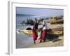 Mauritania, Nouakchott Fishermen Unload Gear from Boats Returning to Shore at Plage Des Pecheurs-Andrew Watson-Framed Photographic Print