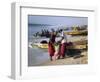 Mauritania, Nouakchott Fishermen Unload Gear from Boats Returning to Shore at Plage Des Pecheurs-Andrew Watson-Framed Photographic Print