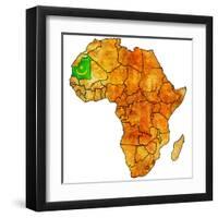 Mauritania on Actual Map of Africa-michal812-Framed Art Print