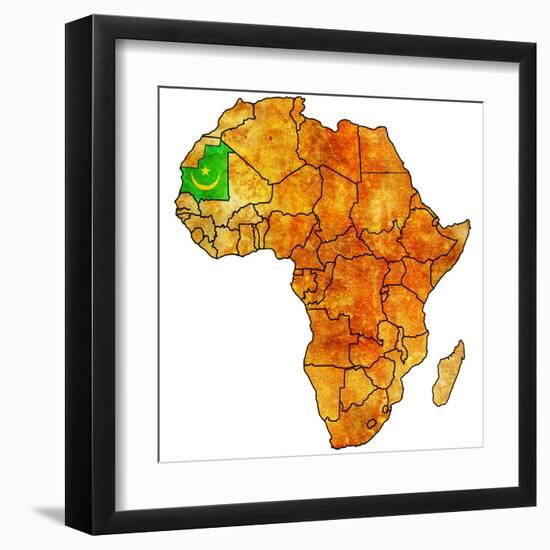 Mauritania on Actual Map of Africa-michal812-Framed Art Print