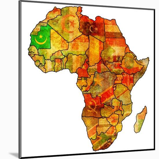 Mauritania on Actual Map of Africa-michal812-Mounted Art Print