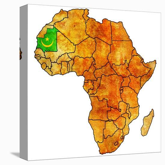 Mauritania on Actual Map of Africa-michal812-Stretched Canvas