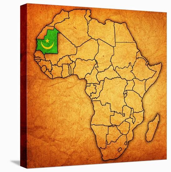 Mauritania on Actual Map of Africa-michal812-Stretched Canvas