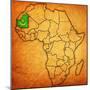 Mauritania on Actual Map of Africa-michal812-Mounted Premium Giclee Print