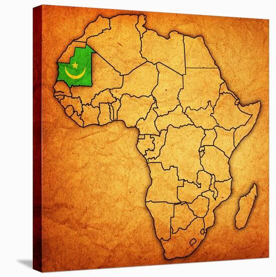 Mauritania on Actual Map of Africa-michal812-Stretched Canvas