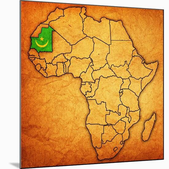 Mauritania on Actual Map of Africa-michal812-Mounted Art Print