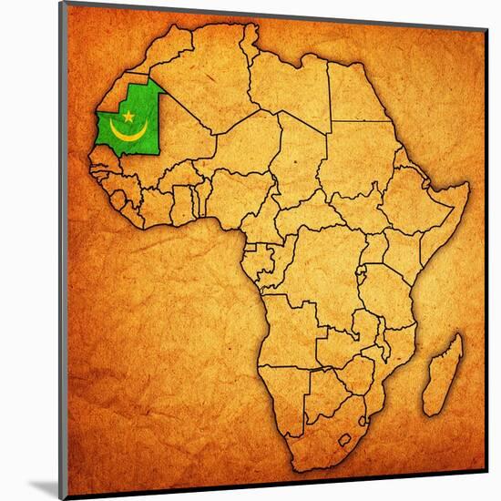 Mauritania on Actual Map of Africa-michal812-Mounted Art Print