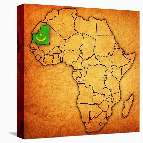 Mauritania on Actual Map of Africa-michal812-Stretched Canvas