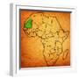 Mauritania on Actual Map of Africa-michal812-Framed Art Print