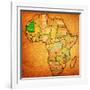 Mauritania on Actual Map of Africa-michal812-Framed Art Print