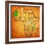 Mauritania on Actual Map of Africa-michal812-Framed Art Print