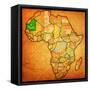 Mauritania on Actual Map of Africa-michal812-Framed Stretched Canvas