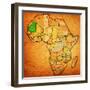 Mauritania on Actual Map of Africa-michal812-Framed Art Print