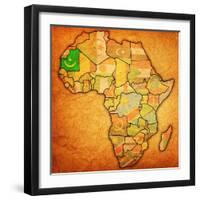 Mauritania on Actual Map of Africa-michal812-Framed Art Print