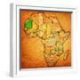Mauritania on Actual Map of Africa-michal812-Framed Art Print