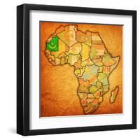 Mauritania on Actual Map of Africa-michal812-Framed Art Print