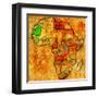 Mauritania on Actual Map of Africa-michal812-Framed Art Print