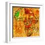 Mauritania on Actual Map of Africa-michal812-Framed Art Print