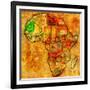 Mauritania on Actual Map of Africa-michal812-Framed Art Print