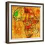 Mauritania on Actual Map of Africa-michal812-Framed Art Print