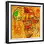 Mauritania on Actual Map of Africa-michal812-Framed Art Print