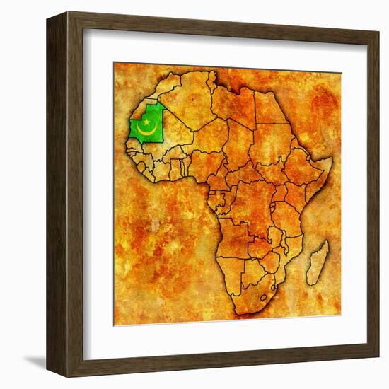 Mauritania on Actual Map of Africa-michal812-Framed Art Print