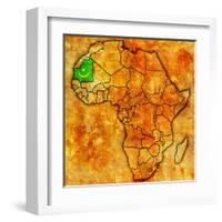 Mauritania on Actual Map of Africa-michal812-Framed Art Print